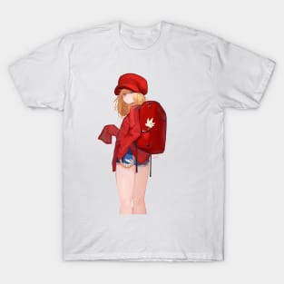 Red Backpack Girl T-Shirt